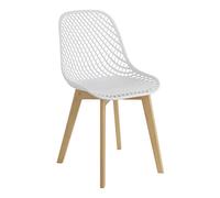 Baroni Home Sedia Moderna con Gambe in Legno, Sedia da Ufficio Ergonomica con Trama, Max 130 kg, 48X43X84 cm, Bianca, 1 pezzo