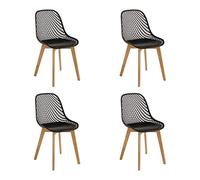 Baroni Home Sedia Moderna con Gambe in Legno, Sedia da Ufficio Ergonomica con Trama, Max 130 kg, 48X43X84 cm, Nera, 4 Pezzi