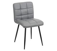 Baroni Home Sedia Moderna con Rivestimento in Ecopelle e Gambe in Acciaio Nero, Poltrona da Soggiorno, Camera da Letto, Sala da Pranzo, Grigio, 44x80x39 cm