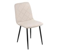 Baroni Home Sedia Moderna con Rivestimento in Velluto e Gambe in Ferro Nero, Poltrona da Soggiorno, Camera da Letto, Sala da Pranzo, Beige, 52x44x85 cm