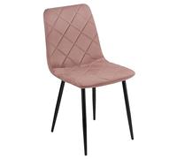Baroni Home Sedia Moderna con Rivestimento in Velluto e Gambe in Ferro Nero, Poltrona da Soggiorno, Camera da Letto, Sala da Pranzo, Rosa, 52x44x85 cm