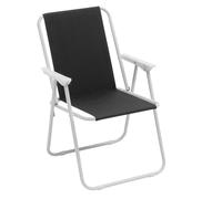 Baroni Home Sedia Pieghevole da Mare, Sedia Spiaggia o Campeggio in Tela, Sedia da Esterno con Braccioli Colorata 52x44x76 cm (Nera)