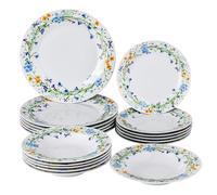 Baroni Home Servizio di Piatti da 18 pezzi in Porcellana, Servito da Tavolo Colorato per 6 Persone, Piatto Fondo, Piano, da Frutta o Dolce, Fiori di Campo