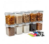 Baroni Home Set 10 Contenitori Ermetici per Alimenti da 1,4L Organizer Dispensa con Coperchio, Etichette Lavagna, Pennarello e Misurini, Sicuro in Lavastoviglie