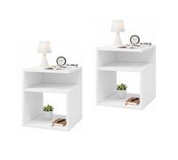 Baroni Home Set 2 Comodini Moderni con 3 Ripiani Aperti, 35x35x41,5 cm, Tavolini