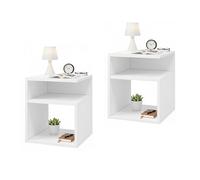 Baroni Home Set 2 Comodini Moderni con 3 Ripiani Aperti, 35x35x41,5 cm, Tavolini Multiuso Design Minimal, Montaggio Facile, Comodini Camera da Letto o Soggiorno (Bianco)