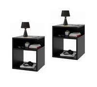 Baroni Home Set 2 Comodini Moderni con 3 Ripiani Aperti, 35x35x41,5 cm, Tavolini Multiuso Design Minimal, Montaggio Facile, Comodini Camera da Letto o Soggiorno (Nero)