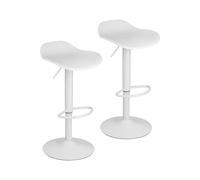 Baroni Home Set 2 Sgabelli Girevoli con Altezza Regolabile, Fondo Antigraffio e Poggia Piedi, Per Cucina, Ristorante e Bar, Leggero e Montaggio Facile, 40x40x64-86 cm, Bianco