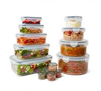 Baroni Home Set 28 Pezzi Contenitori per Alimenti in Plastica, 14 Contenitori e 14 Coperchi, Contenitori Ermetici Salvafreschezza Impilabili, per Microonde Lavastoviglie Frigorifero