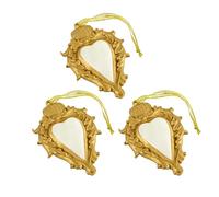 Baroni Home Set 3 Pendenti Sacro Cuore Ex Voto in Resina, Ciondolo Decorativo Bianco e Oro, Addobbo Natalizio Decorazione Albero di Natale, Idea Regalo Originale 7x10x1 cm