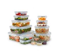 Baroni Home Set 32 Pezzi Contenitori per Alimenti, 16 Contenitori e 16 Coperchi, Contenitori Ermetici Salvafreschezza Impilabili, per Microonde Lavastoviglie Frigorifero
