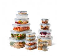 Baroni Home Set 38 Pezzi Contenitori per Alimenti in Plastica, 19 Contenitori e 19 Coperchi, Contenitori Ermetici Salvafreschezza Impilabili, per Microonde Lavastoviglie Frigorifero