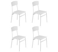 Baroni Home Set 4 Sedie da Pranzo, Design Moderno, Leggero, per Interni ed Esterni, Sala da Pranzo, Ristorante, In MDF e Acciaio, Montaggio Facile, Bianco, 35x46x81 cm