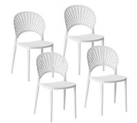 Baroni Home Set 4 Sedie in Plastica Impilabili, Senza Montaggio, Facili da Pulire, con Gommini Antiscivolo, per Cucina, Soggiorno, Sala da Pranzo, 37x38x77 cm Bianca Schienale a Raggi
