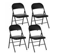 Baroni Home Set 4 Sedie Pieghevoli Nere, Seduta e Schienale Imbottite, Tessuto Impermeabile e Facile da Pulire, Sedia Salvaspazio Apri e Chiudi, 45x48x77cm