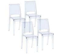 Baroni Home Set 4 Sedie Trasparenti, Sedie Impilabili Moderne, Leggere e Resistenti, Gommini Antiscivolo, Sala da Pranzo, 34,5x48,5x85 cm, Trasparente