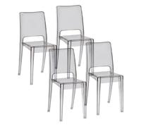 Baroni Home Set 4 Sedie Trasparenti, Sedie Impilabili Moderne, Leggere e Resistenti, Gommini Antiscivolo, Sala da Pranzo, 34,5x48,5x85 cm, Fumè