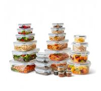 Baroni Home Set 50 Pezzi Contenitori per Alimenti in Plastica, 25 Contenitori e 25 Coperchi, Contenitori Ermetici Salvafreschezza Impilabili, per Microonde Lavastoviglie Frigorifero