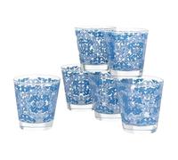 Baroni Home Set 6 Bicchieri Acqua con Decoro Colorato Stampato, Bicchieri in Vetro Colorati MADE IN ITALY, Bicchieri Lavabili in Lavastoviglie, 25 CL, Fantasia Portofino