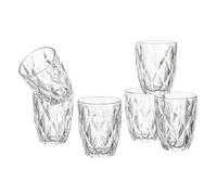 Baroni Home Set 6 pz Bicchieri Diamante in Vetro Colorati e Decorati con Rombo in Rilievo 28 cl, Bicchieri Acqua Eleganti Lavabili in Lavastoviglie, 8x8x10 cm Trasparente