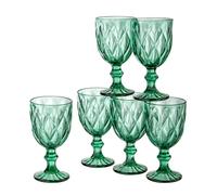 Baroni Home Set 6 pz Calici Diamante in Vetro Decorati con Rifiniture a Forma di Rombo in Rilievo da 27 CL, Lavabili in Lavastoviglie, 8x8x15 Verde
