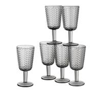 Baroni Home Set 6 pz Calici Wave in Vetro Decorati con Rifiniture in Rilievo da 27 CL, Lavabili in Lavastoviglie, 8x8x17, Fumè