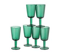 Baroni Home Set 6 pz Calici Wave in Vetro Decorati con Rifiniture in Rilievo da 27 CL, Lavabili in Lavastoviglie, 8x8x17, Verde