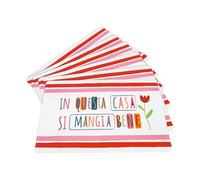 Baroni Home Set 6 Tovagliette Colazione in PP, Tovagliette con Stampa Rettangolari, Tovaglietta Antimacchia, 43,5x28,5 cm In Questa Casa Si Mangia Bene, Bianca e Rossa