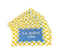 Baroni Home Set 6 Tovagliette Colazione in PP, Tovagliette Stampate Rettangolari, Tovaglietta Antimacchia, 43,5x28,5 cm La Dolce Vita, Giallo e blu