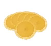 Baroni Home Set 6 Tovagliette Tonde in Paglia Sintetica Colorata, Tovagliette Sottopiatto, Tovaglietta Americana da Colazione, Diametro 38 cm, Giallo