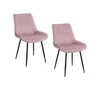 Baroni Home Set di 2 Sedie Moderne con Rivestimento in Velluto e Gambe in Acciaio Nero, Poltrona da Soggiorno, Camera da Letto, Sala da Pranzo, Rosa Cipria, 53x86x44 cm