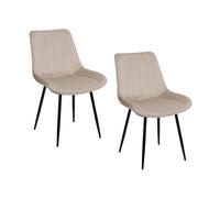 Baroni Home Set di 2 Sedie Moderne con Rivestimento in Velluto e Gambe in Acciaio Nero, Poltrona da Soggiorno, Camera da Letto, Sala da Pranzo, Beige, 53x86x44 cm