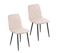 Baroni Home Set di 2 Sedie Moderne con Rivestimento in Velluto e Gambe in Ferro Nero, Poltrona da Soggiorno, Camera da Letto, Sala da Pranzo, Beige, 52x44x85 cm