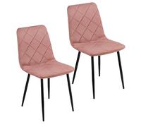 Baroni Home Set di 2 Sedie Moderne con Rivestimento in Velluto e Gambe in Ferro Nero, Poltrona da Soggiorno, Camera da Letto, Sala da Pranzo, Rosa, 52x44x85 cm