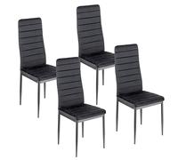 Baroni Home Set di 4 Sedie da Pranzo con Schienale Alto e Seduta Ergonomica con Cuciture Decorative, Sedie Eleganti Imbottite in Velluto con Struttura in Acciaio, 42x43x98 cm, Velluto Nero