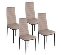 Baroni Home Set di 4 Sedie da Pranzo con Schienale Alto e Seduta Ergonomica con Cuciture Decorative, Sedie Eleganti Imbottite in Velluto con Struttura in Acciaio, 42x43x98 cm Velluto Beige