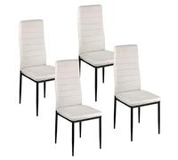 Baroni Home Set di 4 Sedie da Pranzo con Schienale Alto e Seduta Ergonomica con Cuciture Decorative, Sedie Eleganti Imbottite in Velluto con Struttura in Acciaio, 42x43x98 cm Velluto Bianco