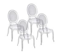 Baroni Home Set di 4 Sedie in Policarbonato Trasparente, Seduta Design Elegante Impilabile e Impermeabile da Soggiorno, Sala da Pranzo, Camera da Letto, 48X46X98, Vienna