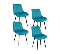 Baroni Home Set di 4 Sedie Moderne con Rivestimento in Velluto e Gambe in Acciaio Nero, Poltrona da Soggiorno, Camera da Letto, Sala da Pranzo, 53x86x44 cm Blu Petrolio