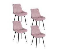 Baroni Home Set di 4 Sedie Moderne con Rivestimento in Velluto e Gambe in Acciaio Nero, Poltrona da Soggiorno, Camera da Letto, Sala da Pranzo, 53x86x44 cm, Rosa Cipria