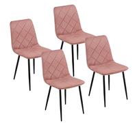 Baroni Home Set di 4 Sedie Moderne con Rivestimento in Velluto e Gambe in Ferro Nero, Poltrona da Soggiorno, Camera da Letto, Sala da Pranzo, Rosa, 52x44x85 cm