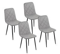 Baroni Home set di 4 Sedie Moderne con Rivestimento in Velluto e Gambe in Ferro Nero, Poltrona da Soggiorno, Camera da Letto, Sala da Pranzo, Grigio, 52x44x85 cm