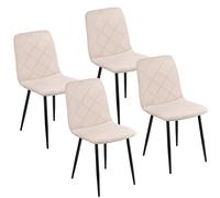 Baroni Home Set di 4 Sedie Moderne con Rivestimento in Velluto e Gambe in Ferro Nero, Poltrona da Soggiorno, Camera da Letto, Sala da Pranzo, Beige, 52x44x85 cm