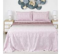 Baroni Home Set Lenzuola Letto Completo Decorato, 100% Cotone (Matrimoniale, Damascato Bordeaux)