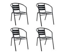 Baroni Home Set Sedie da Giardino, Sedie da Esterno per Giardino, Terrazza, Balcone, Veranda, Piscina, in Metallo, Sedie Impilabili, Colore Nero, 2 Pezzi 56x55x75 cm