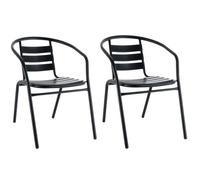Baroni Home Set Sedie da Giardino, Sedie da Esterno per Giardino, Terrazza, Balcone, Veranda, Piscina, in Metallo, Sedie Impilabili, Colore Nero, 2 Pezzi 56x55x75 cm