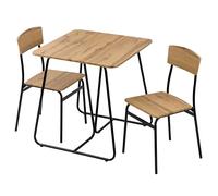 Baroni Home Set Tavolo Quadrato da Pranzo con 2 Sedie, Design Moderno, Leggero, per Interni ed Esterni, per Sala da Pranzo, Ristorante. In MDF e Acciaio, Montaggio Facile, Nero Effetto Rovere
