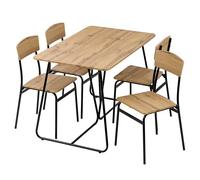 Baroni Home Set Tavolo Quadrato da Pranzo con 4 Sedie, Design Moderno, Leggero, per Interni ed Esterni, Sala da Pranzo, Ristorante, In MDF e Acciaio, Montaggio Facile, Nero Effetto Rovere