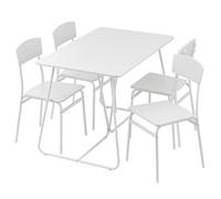 Baroni Home Set Tavolo Quadrato da Pranzo con 4 Sedie. Design Moderno, Leggero, per Interni ed Esterni, Sala da Pranzo, Ristorante, In MDF e Acciaio, Montaggio Facile, Bianco