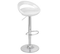 Baroni Home Sgabello Bar Girevole Altezza Regolabile, Seduta in Plastica e Schineale, Base Cromata, Poggiapiedi e Fondo Antigraffio, Sgabello Cucina e Penisola, 37x45x59-79 cm, Bianco, 1 Pezzo
